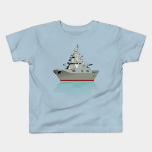 cartoon modern military frigate Kids T-Shirt